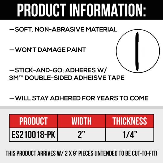 European Style Truck Molding Pack; 18  Roll - 2” Wide, 1/4” Thick / ES210018-PK (ES210018-PK) by www.Sportwing.com