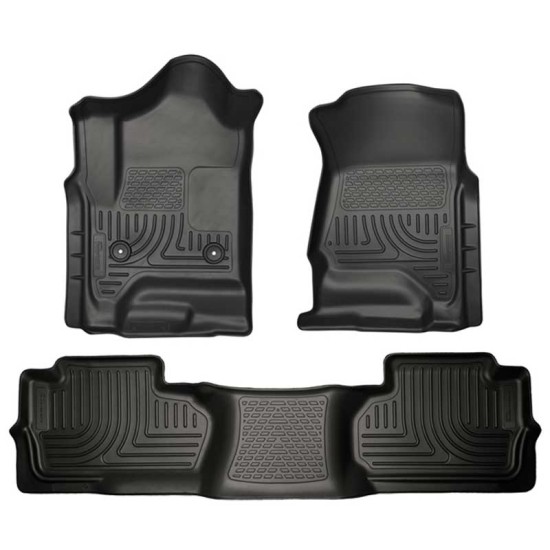 Chevrolet Silverado 3500 HD Double Cab WeatherBeater Front & 2nd Row Floor Liners 2015 - 2018 / 9824