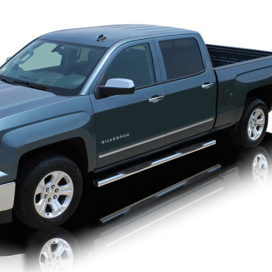 Chevrolet Silverado 2500 Crew Cab Ultra Polished Stainless Steel 4" Oval Step Bars 2007 - 2019 / 0701-0604