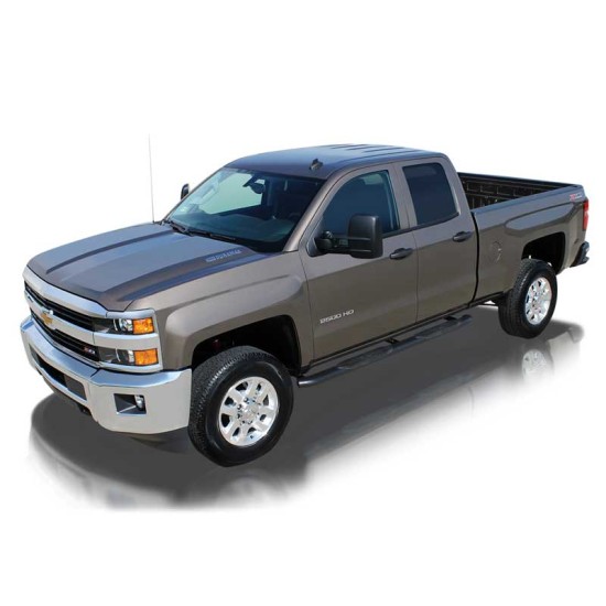 Chevrolet Silverado 3500 HD Extended Cab Black E-Coated 4" OE Style Oval Step Bars 2000 - 2019 / 1501-0019MB