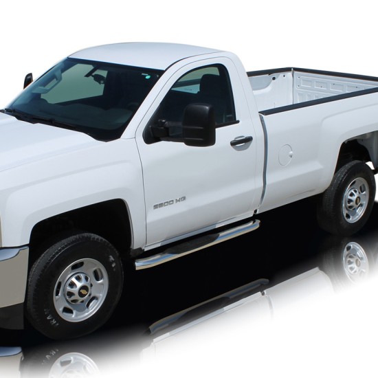 Chevrolet Silverado 3500 HD Regular Cab Ultra Polished Stainless Steel 4" OE Style Oval Step Bars 2000 - 2019 / 1501-0097M Chevrolet Silverado 3500 HD Regular Cab Ultra Polished Stainless Steel 4" OE Style Oval Step Bars 2000 - 2019 / 1501-0097M