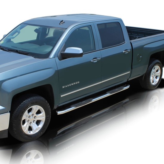 Chevrolet Silverado 2500 Crew Cab Ultra Polished Stainless Steel 4" OE Style Oval Step Bars 2007 - 2019 / 1501-0604