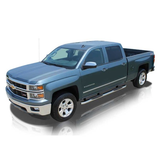 Chevrolet Silverado 2500 Crew Cab Ultra Polished Stainless Steel 4" OE Style Oval Step Bars 2007 - 2019 / 1501-0604