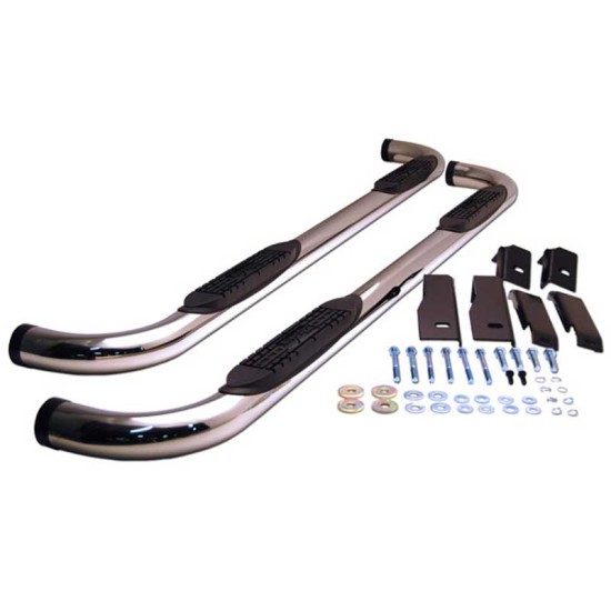 GMC Envoy XL Polished Stainless Steel 3" Round Side Step Bars 2002 - 2006 / 0101-0316