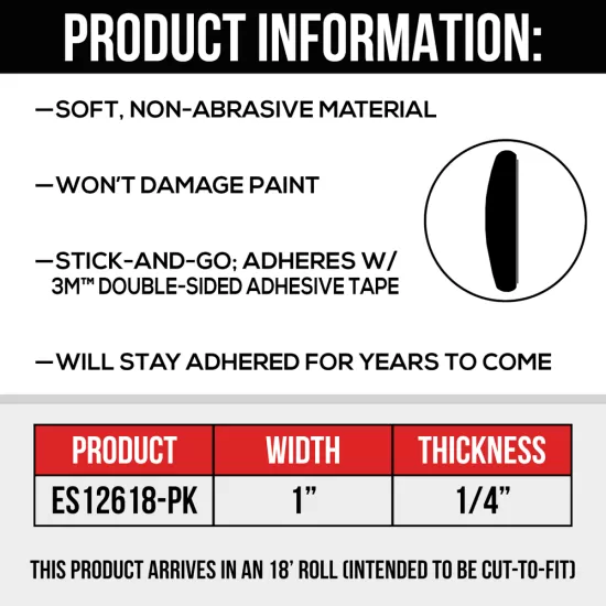 Body Side Molding Trim - 18' Roll - 1” Wide - Black