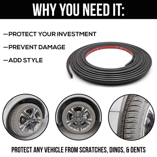 Wheel Well Trim Molding - 18' Roll - 1/2” Wide - Black