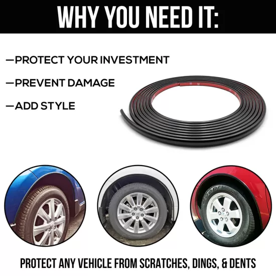 Wheel Well Trim Molding - 18' Roll - 7/16” Wide - Black