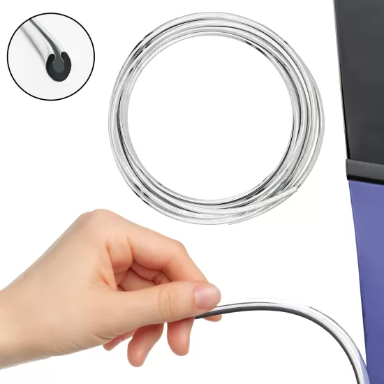 U-Shape Chrome Door Edge Guard - 18' Roll - 1/4” Wide