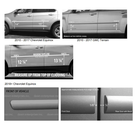 Chevrolet Equinox Painted Body Side Moldings with Chrome Inserts 2010 - 2017
