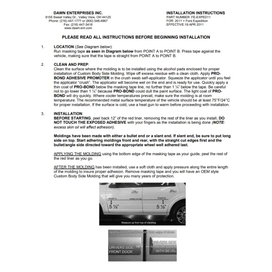 Ford Expedition Painted Body Side Moldings 2011 - 2017