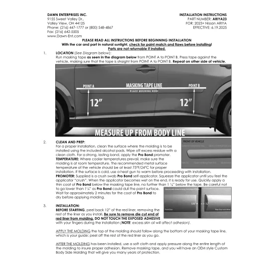 Nissan ARIYA Painted Body Side Moldings 2023 - 2026