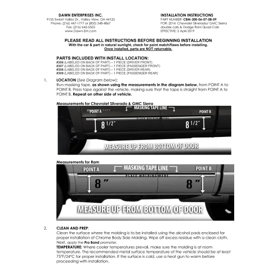 Ram 2500 Quad Cab Chrome Body Side Moldings 2009 - 2018