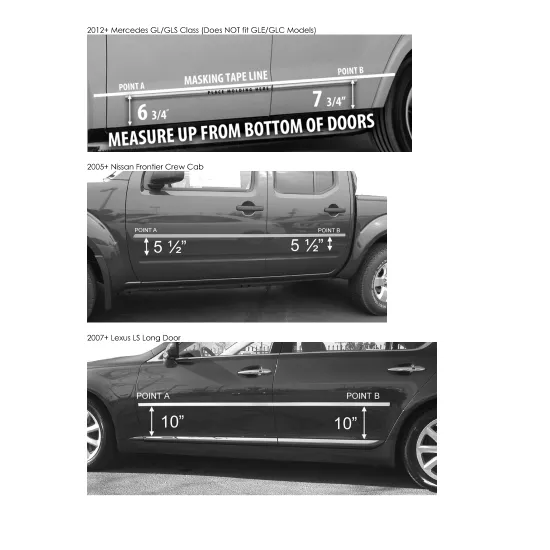 Nissan Frontier Crew Cab Chrome Body Side Moldings 2005 - 2021
