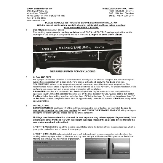 Jeep Grand Cherokee High Painted Body Side Moldings 2014 - 2021