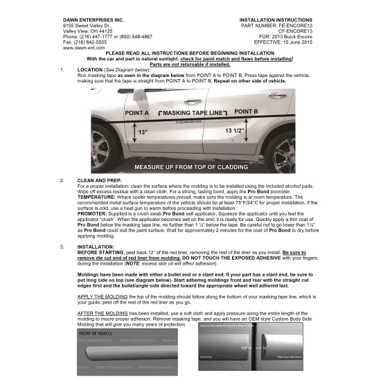 Buick Encore Painted Body Side Moldings with Chrome Inserts 2013 - 2022