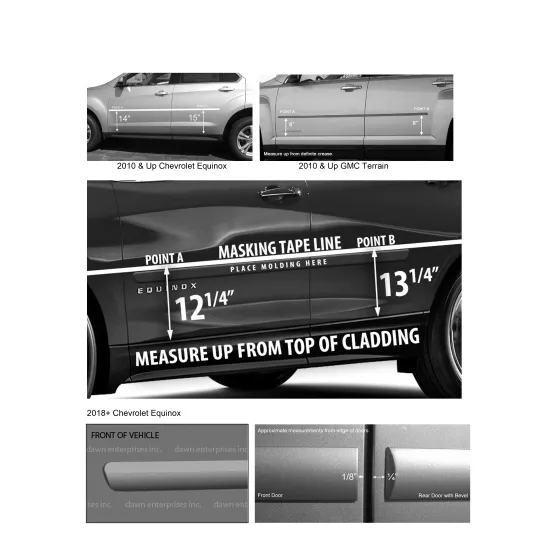 Chevrolet Equinox Painted Body Side Moldings with Chrome Inserts 2018 - 2024