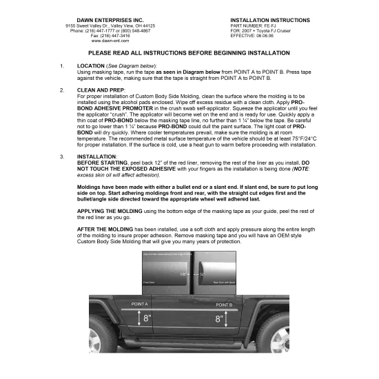 Toyota FJ Cruiser Painted Body Side Moldings 2007 - 2014