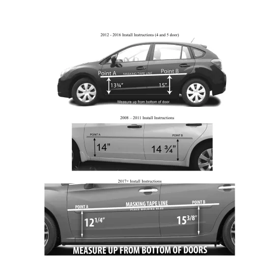 Subaru Impreza 4 Door / 5 Door Hatchback Painted Body Side Moldings 2012 - 2015