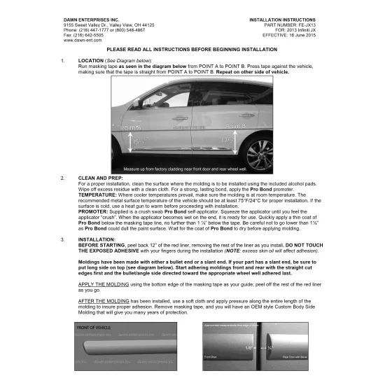Infiniti QX60 Painted Body Side Moldings 2013 - 2021