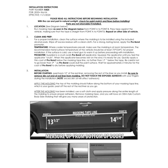 Kia K4 Painted Body Side Moldings 2025 - 2026