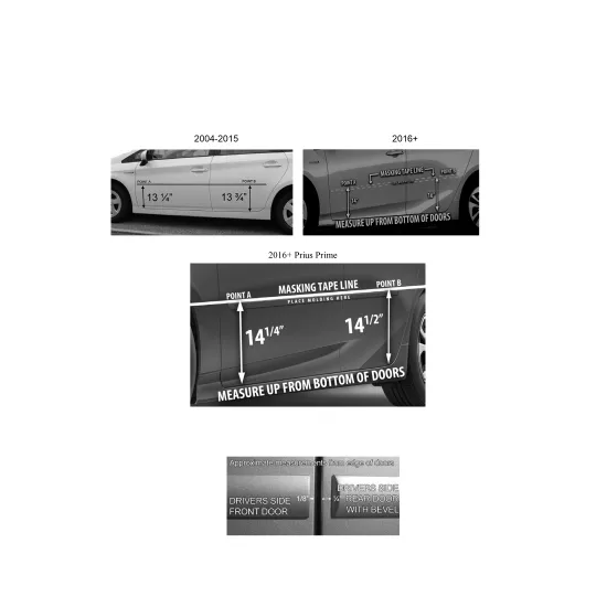 Toyota Prius Painted Body Side Moldings with Chrome Inserts 2010 - 2022