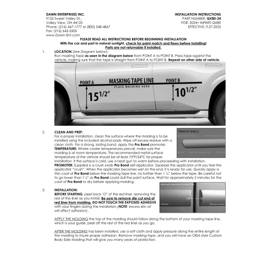 Infiniti QX80 Painted Body Side Moldings with Chrome Inserts 2024 - 2026