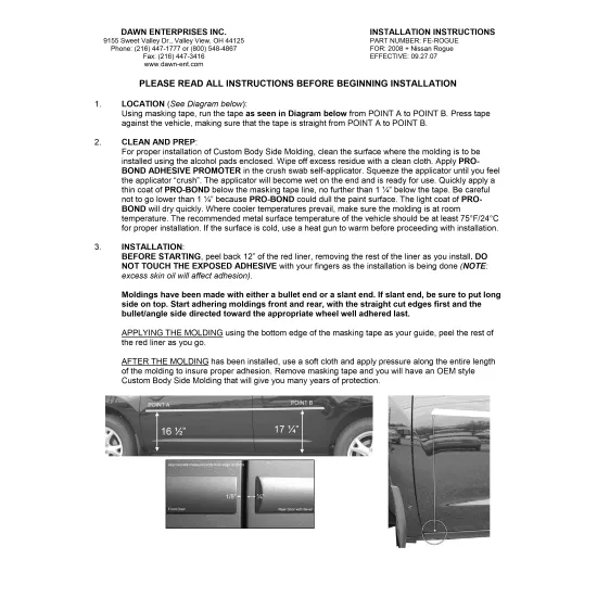 Nissan Rogue Painted Body Side Moldings 2008 - 2013