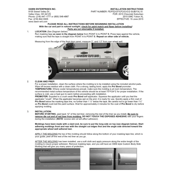 Chevrolet Suburban Painted Body Side Moldings 2015 - 2020