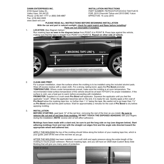 GMC Yukon Painted Body Side Moldings 2015 - 2020