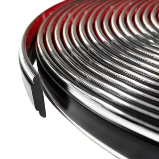 Universal Body Side Molding Trim - 60 Ft Roll - 1 1/8” Wide - Black with Chrome